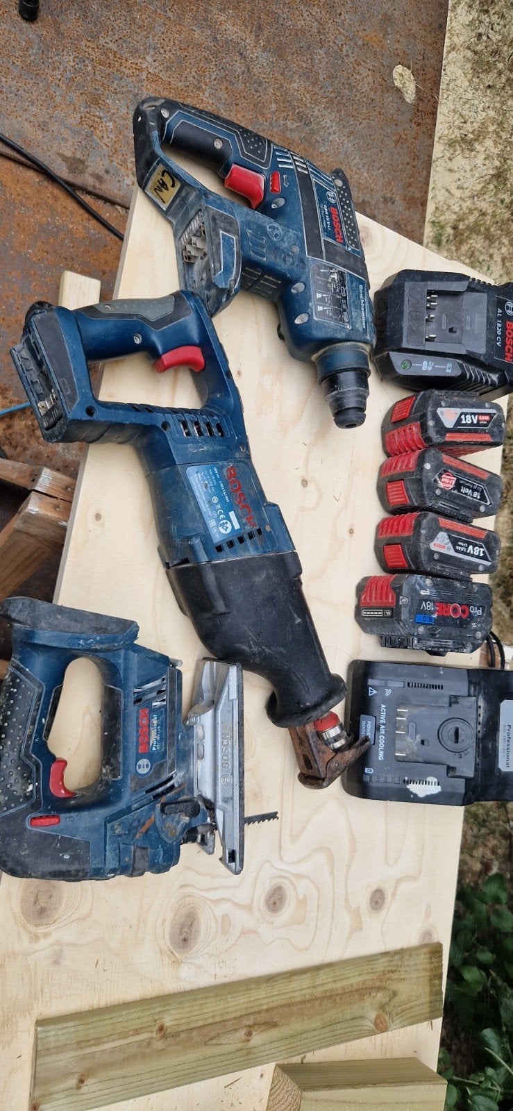 Bosch Gereedschap Set: Boorhamer, Reciprozaag, Decoupeerzaag, Doe-het-zelf en Verbouw, Gereedschap | Boormachines, Gebruikt, Overige typen