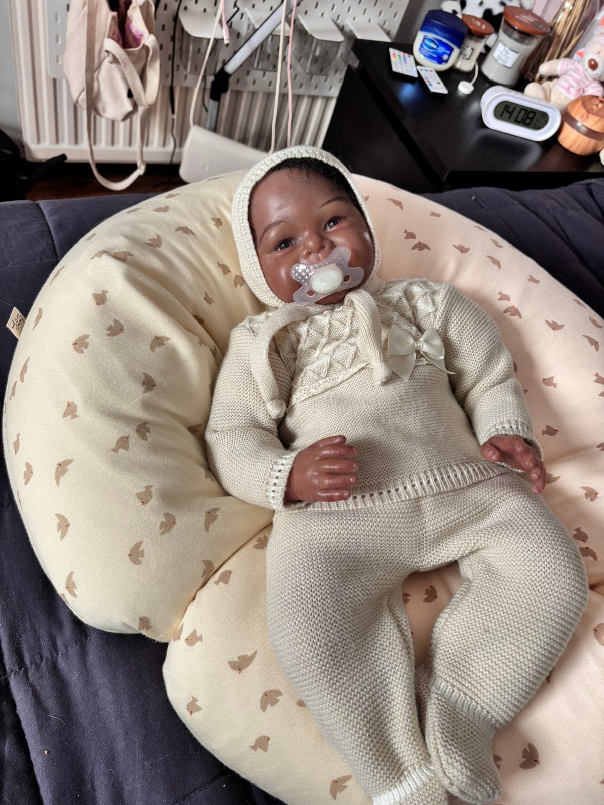 Getinte reborn baby, Ophalen of Verzenden, Nieuw, Pop, Levensecht of Reborn