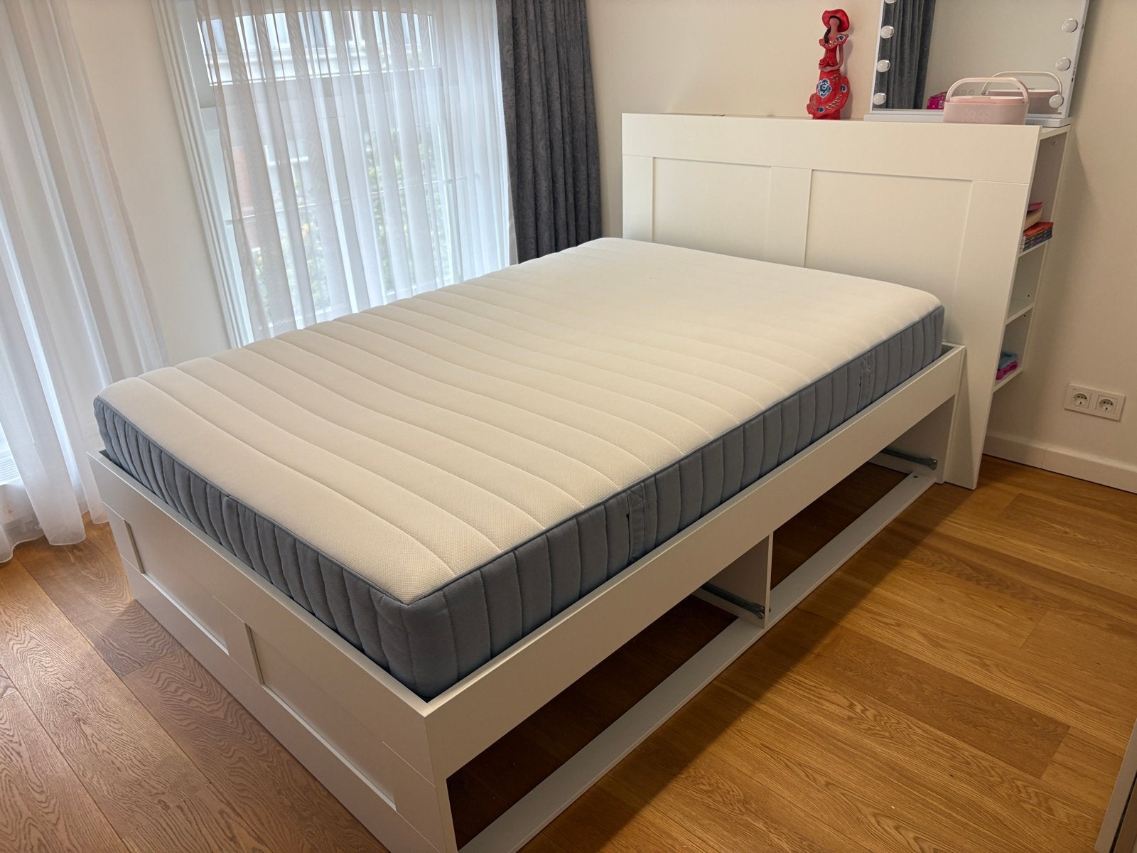 IKEA Brimnes bedframe met opbergruimte - 140x200 cm, Ophalen, Wit, Tweepersoons, 140 cm