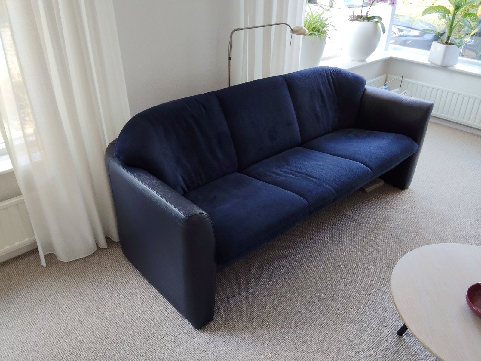 Leolux driezits bank, Ophalen, Gebruikt, 75 tot 100 cm, Leer