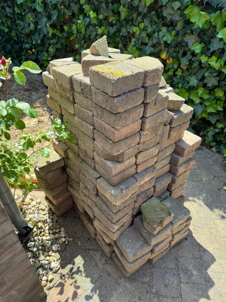 Kleine tuintegels, 8 m2, 14x14x6 cm, Ophalen, Gebruikt, 5 tot 10 m², Beton