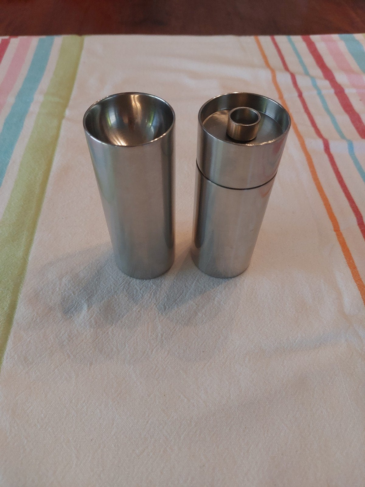 Stelton Cylinda Line peper en zoutset, Zilver, Ophalen of Verzenden, Metaal, Overige merken