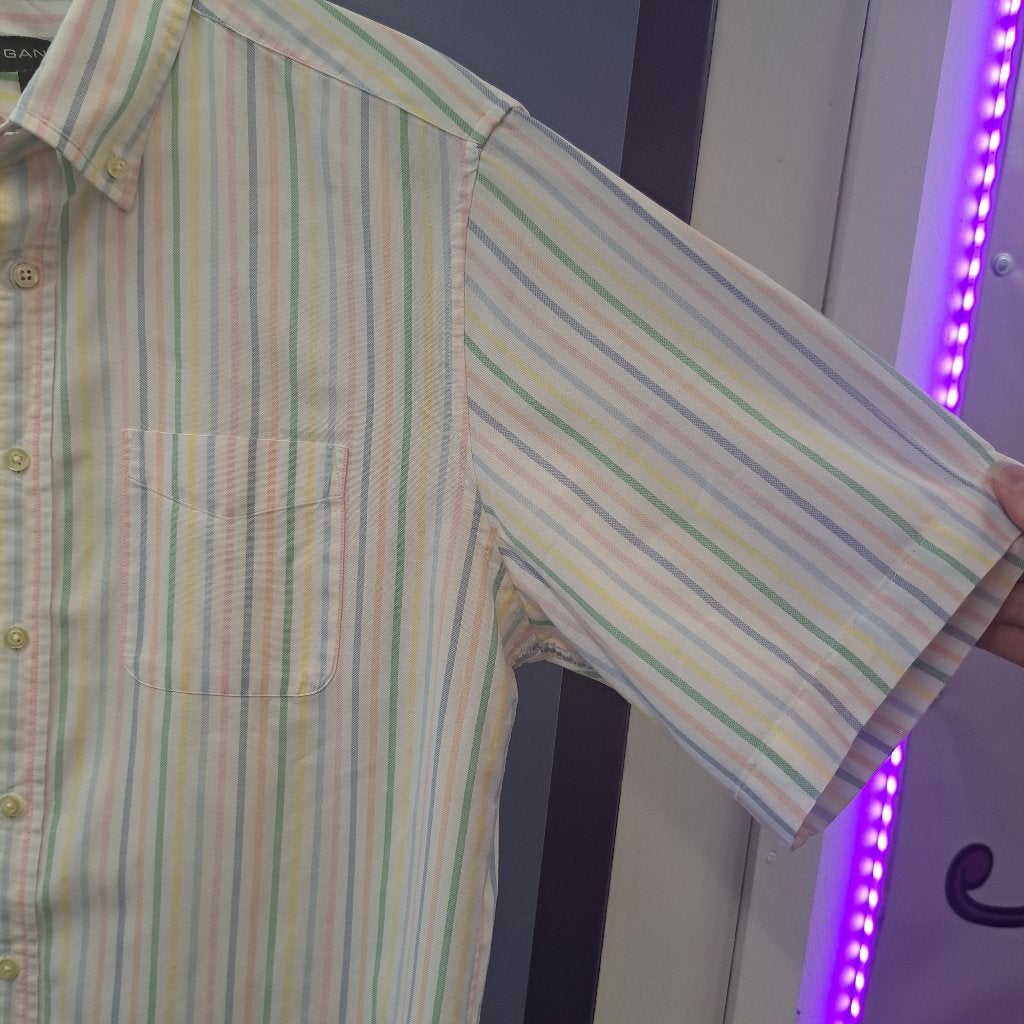 Gant overhemd korte mouw pastel strepen katoen mt M nr 49064, Blauw, ., GANT, Zo goed als nieuw