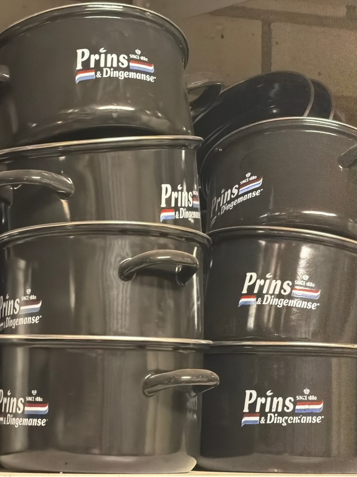 Prins & dingemanse mosselpannen te koop, Ophalen of Verzenden, Zo goed als nieuw, Rvs, Pannenset