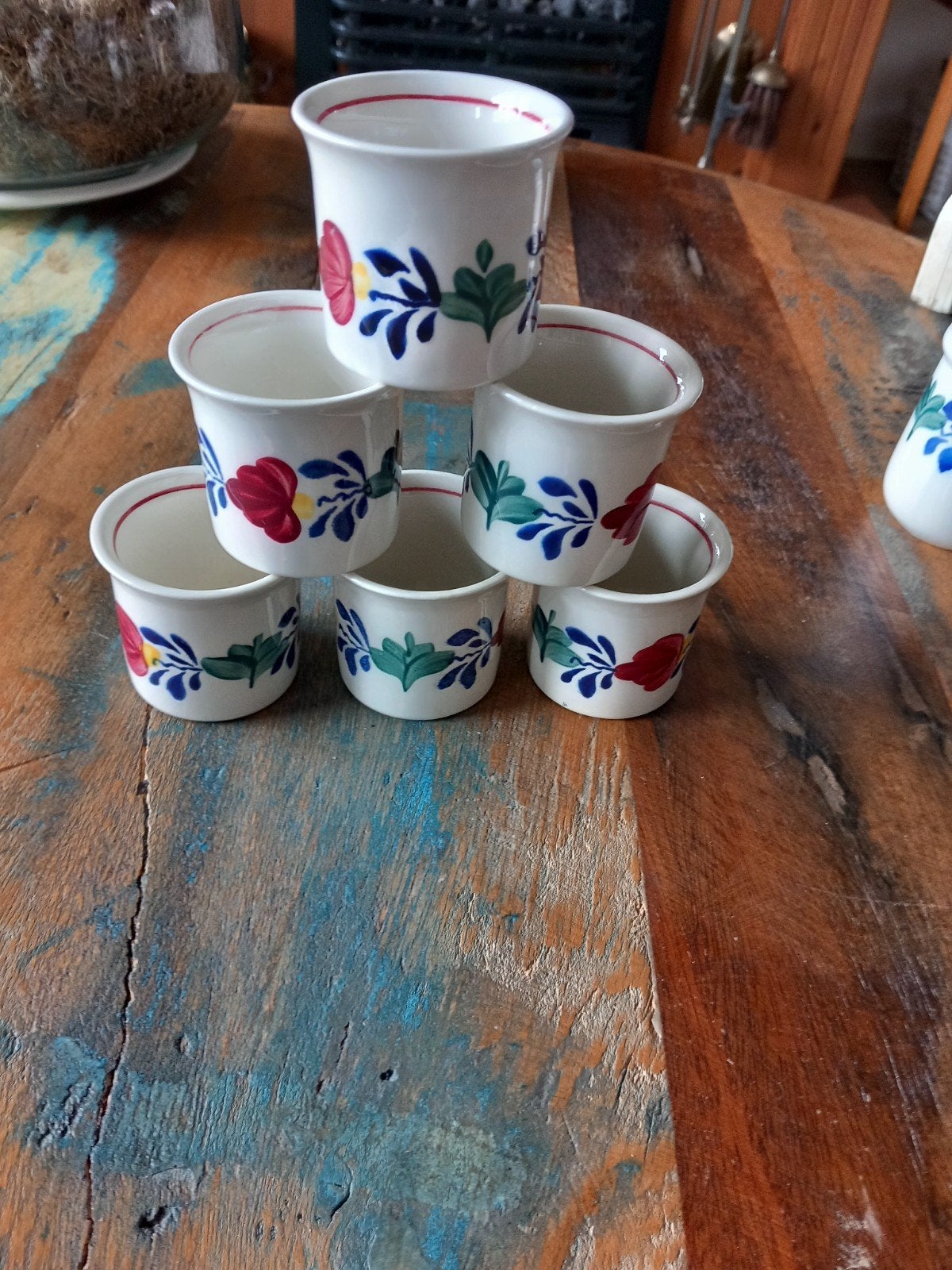 Boerenbont eierdopjes - set van 6, Ophalen