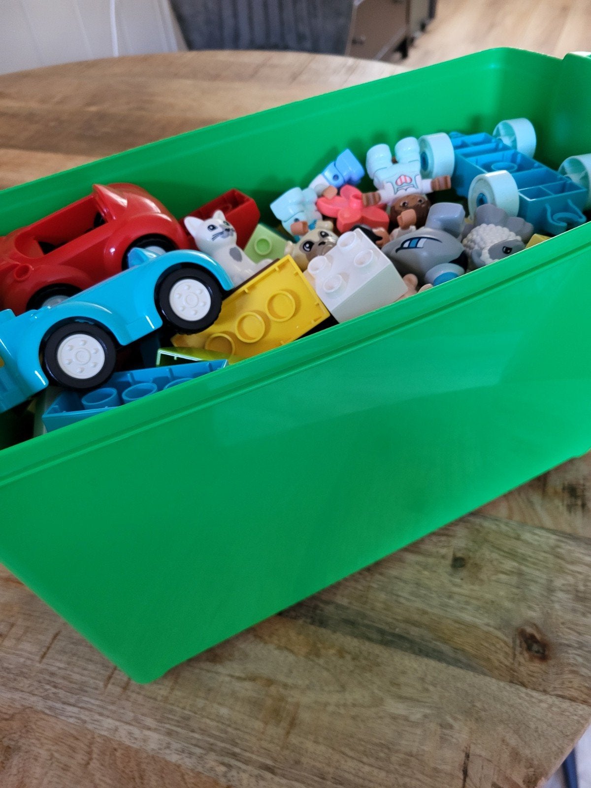 Grote doos LEGO Duplo met auto's en dieren, Ophalen of Verzenden, Zo goed als nieuw, Overige merken