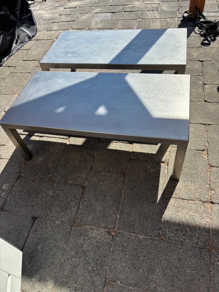 Salontafel design geborsteld RVS, merk Karma Design., Huis en Inrichting, Ophalen, Gebruikt, 50 tot 100 cm, 50 tot 100 cm