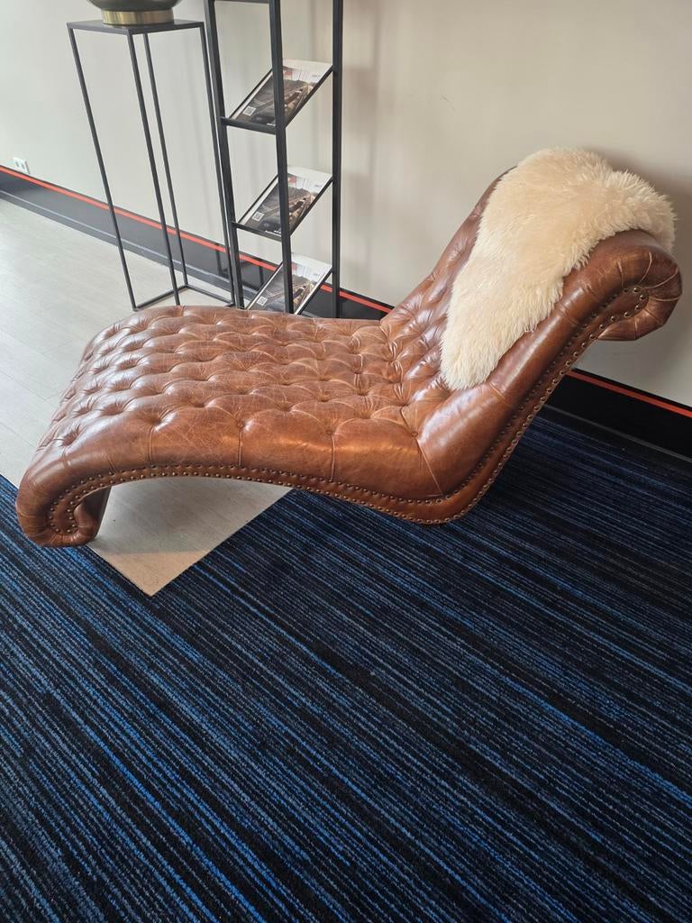 Bruine leren chaise longue, Ophalen, Eenpersoons, Leer, Minder dan 150 cm