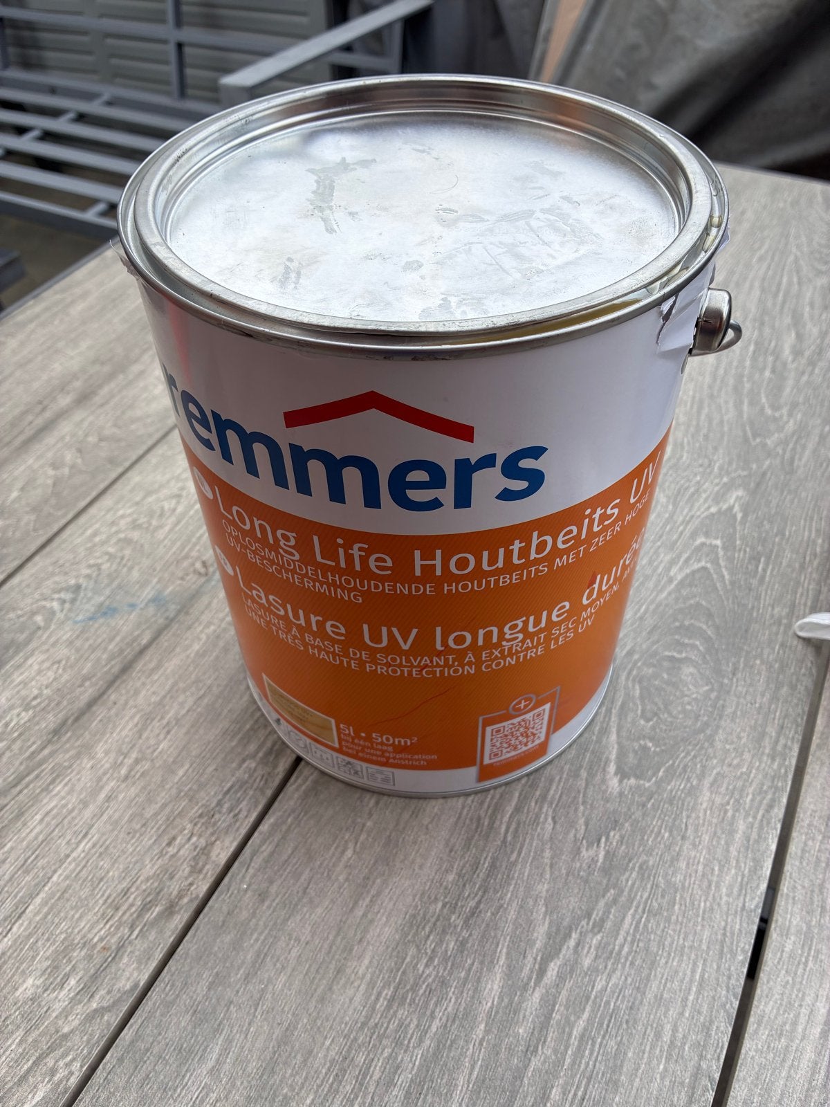 Remmers Long Life Houtbeits UV - kleurloos 5 liter, Ophalen, Overige kleuren, Beits, Zo goed als nieuw