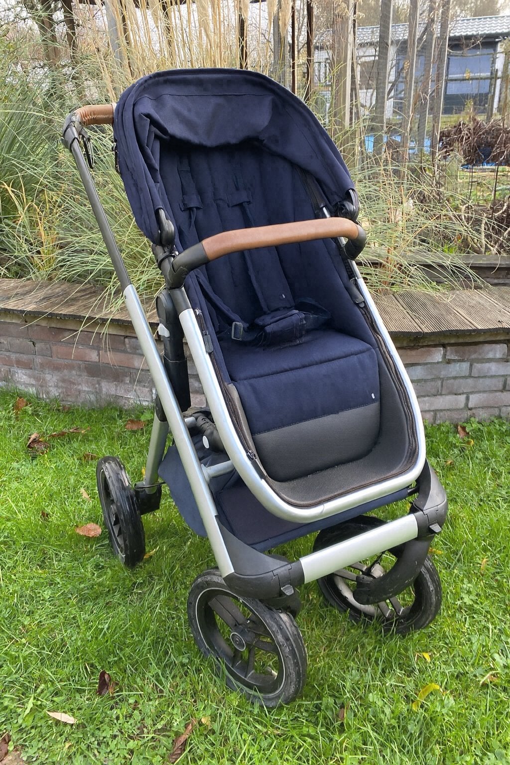 Donkerblauwe Dubatti kinderwagen 3-in-1, Gebruikt, Verstelbare duwstang, Combiwagen, Ophalen