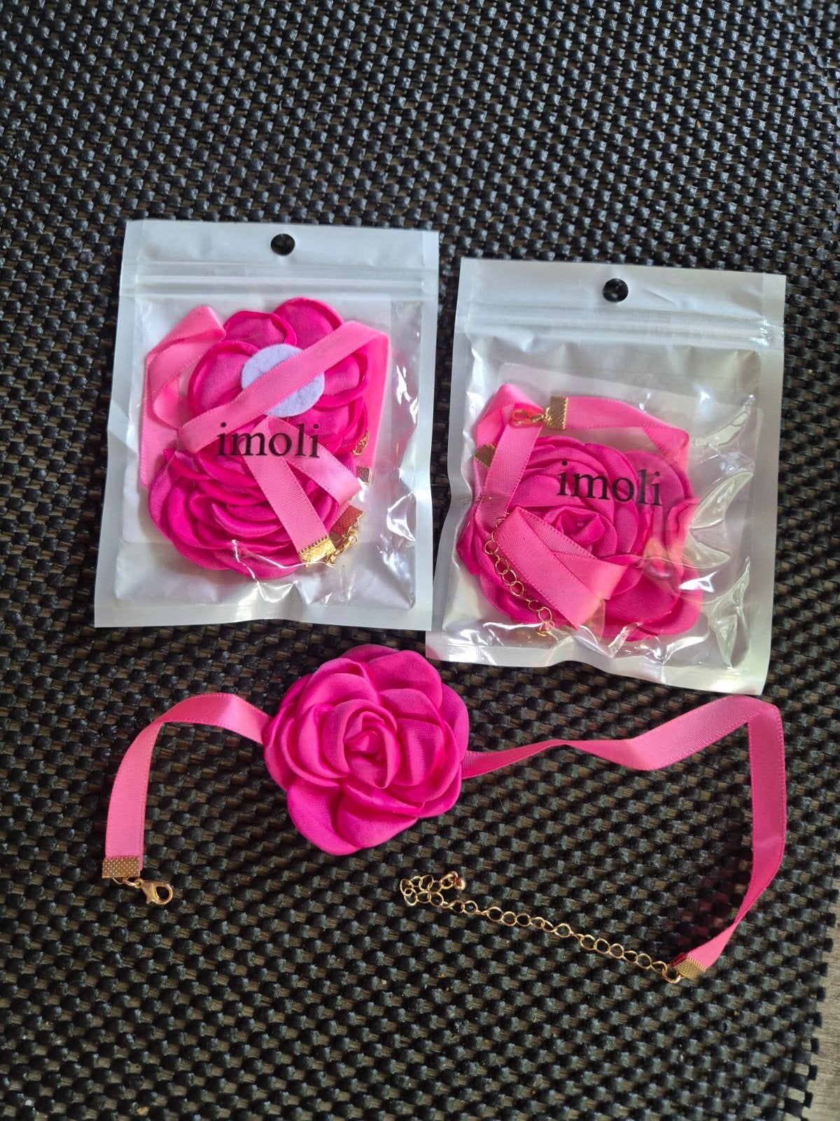 Roze choker ketting met roos - Nieuw, Sieraden, Tassen en Uiterlijk, Kettingen, Ophalen of Verzenden
