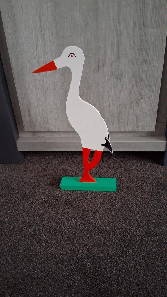 Geboortebord Ooievaar - Houten Decoratie, Kinderen en Baby's, Kraamcadeaus en Geboorteborden, Ophalen of Verzenden