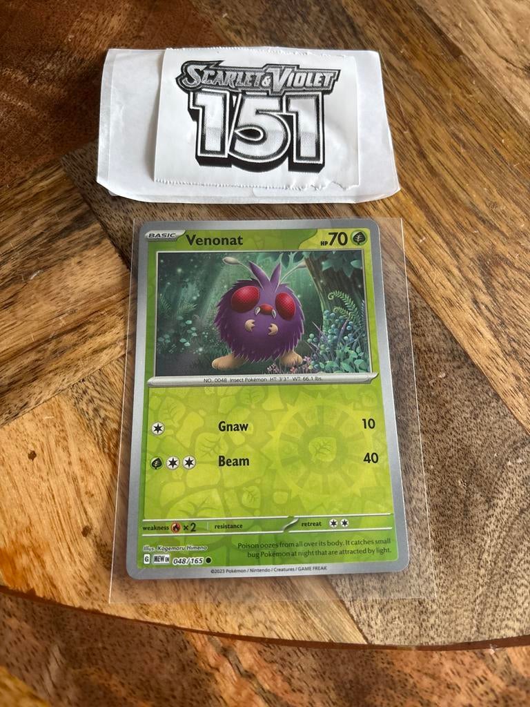 Pokémon Kaart Venonat 048/165 Scarlet & Violet 151, Ophalen of Verzenden, Zo goed als nieuw, Losse kaart
