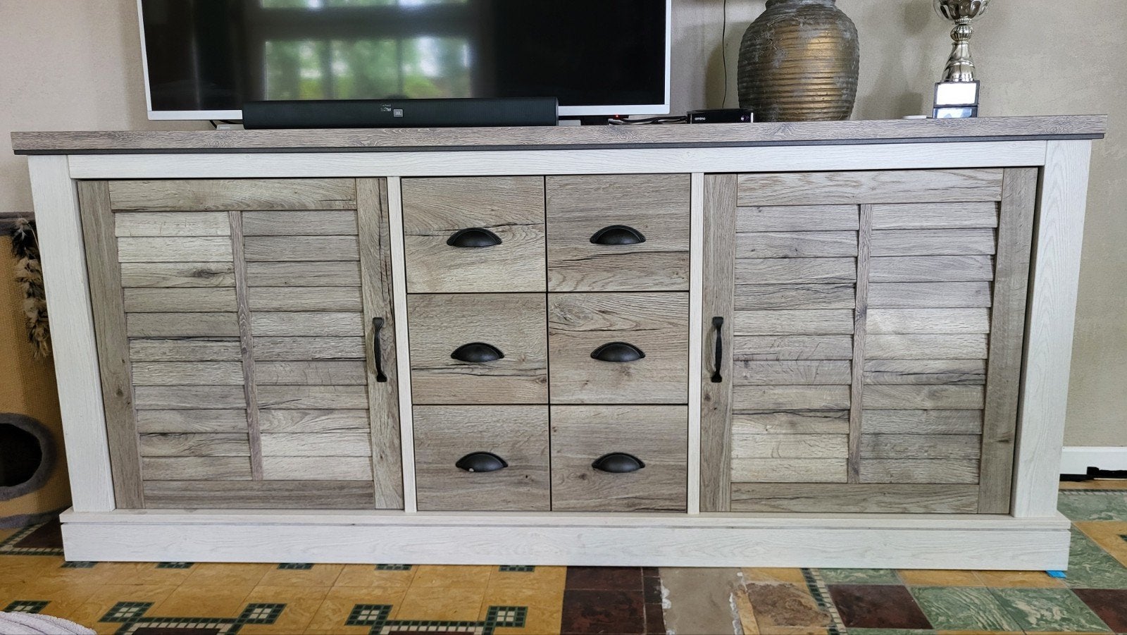 Dressoir serie Doetinchem. Vergrijsd eiken look. Softclose., Huis en Inrichting, Overige materialen, Met lade(s), Ophalen of Verzenden
