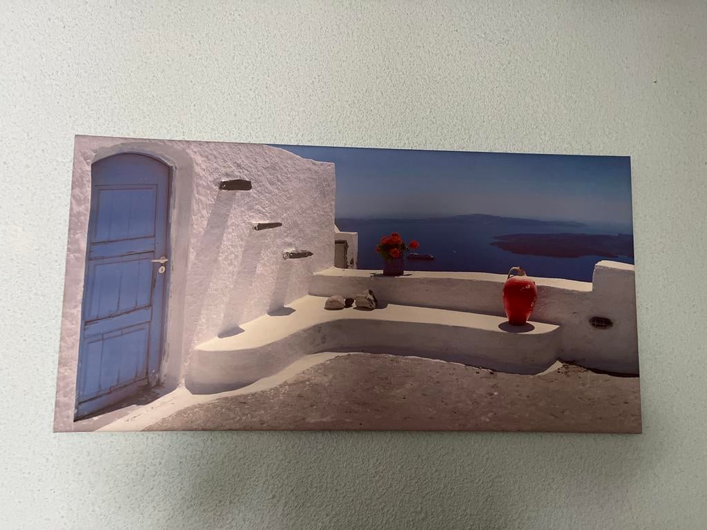 Canvas Santorini zeezicht, Ophalen, Zo goed als nieuw, Schilderij, 75 tot 100 cm