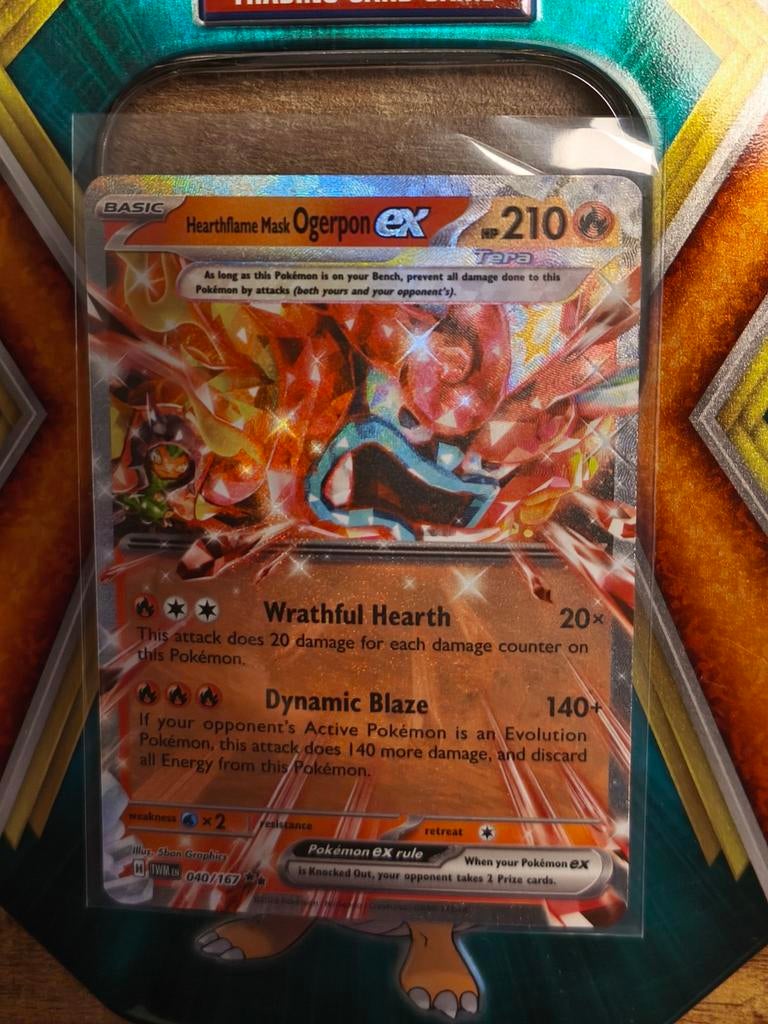 Hearthflame Mask Ogerpon ex 40/167, Ophalen of Verzenden, Zo goed als nieuw, Losse kaart, Foil