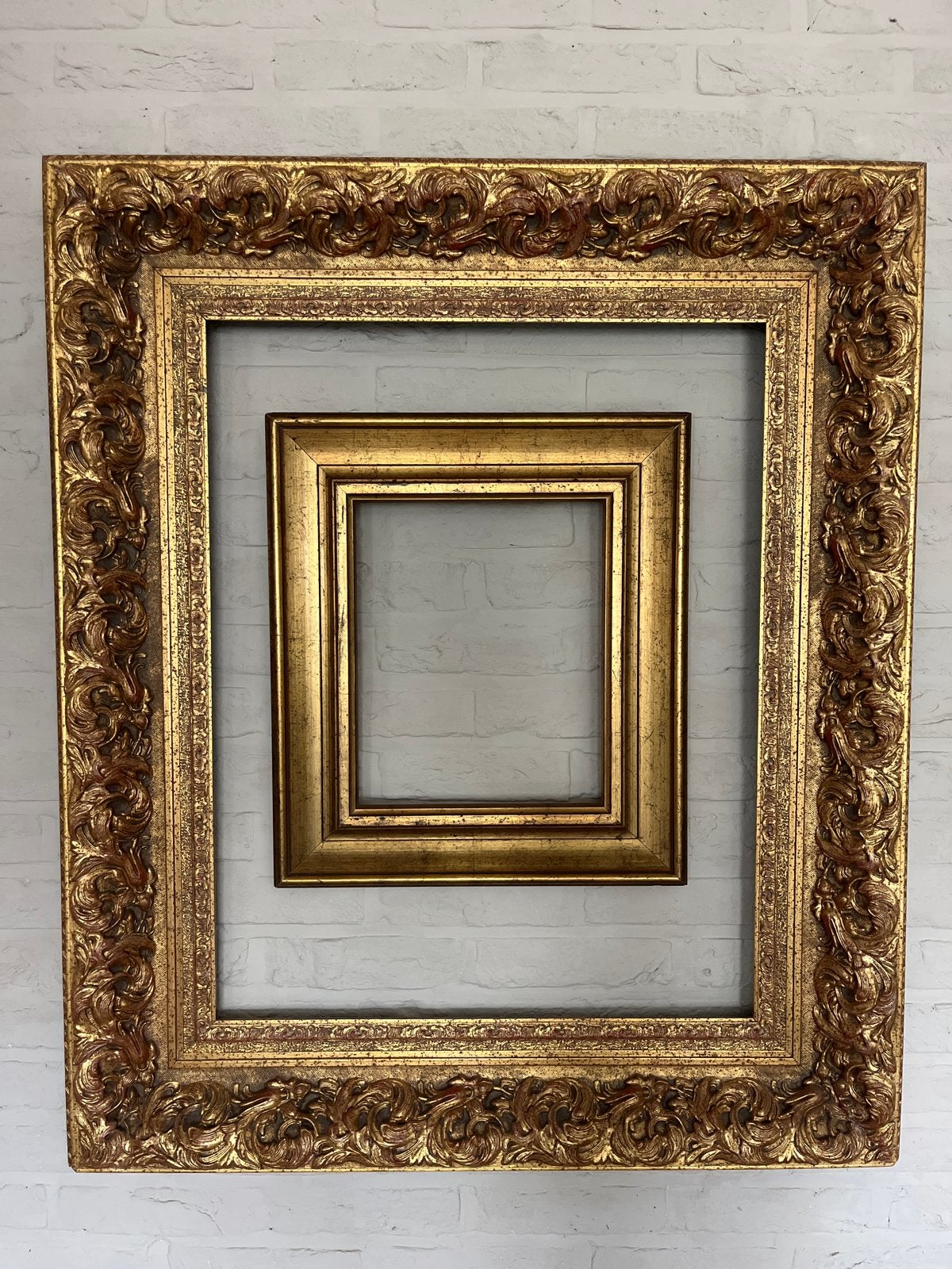 Set van 2 gouden schilderijlijsten, barokstijl, Huis en Inrichting, Woonaccessoires | Lijsten, Ophalen, Gebruikt, Schilderijlijst