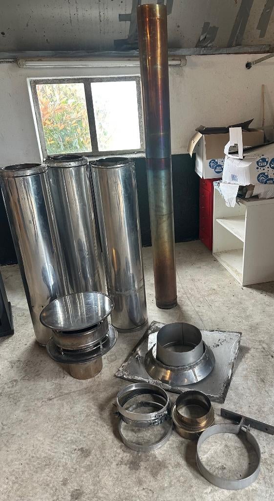 dubbelwandige kachel pijp, volledige set, Huis en Inrichting, Kachels, Gebruikt, Vrijstaand, Overige soorten, Overige brandstoffen