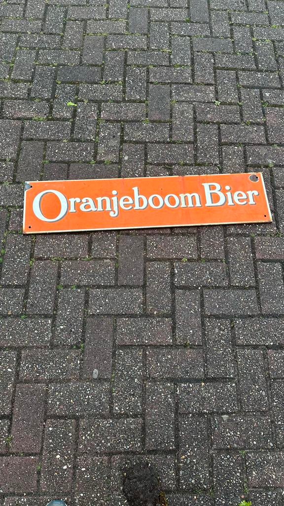 Emaille reclame bord Oranjeboom Bier, Antiek en Kunst, Antiek | Emaille, Ophalen of Verzenden