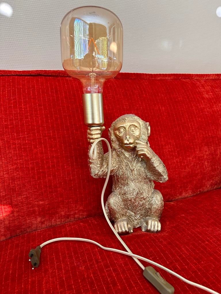 Gouden Apenlamp met Grote Decoratieve Lamp, Ophalen of Verzenden, Zo goed als nieuw