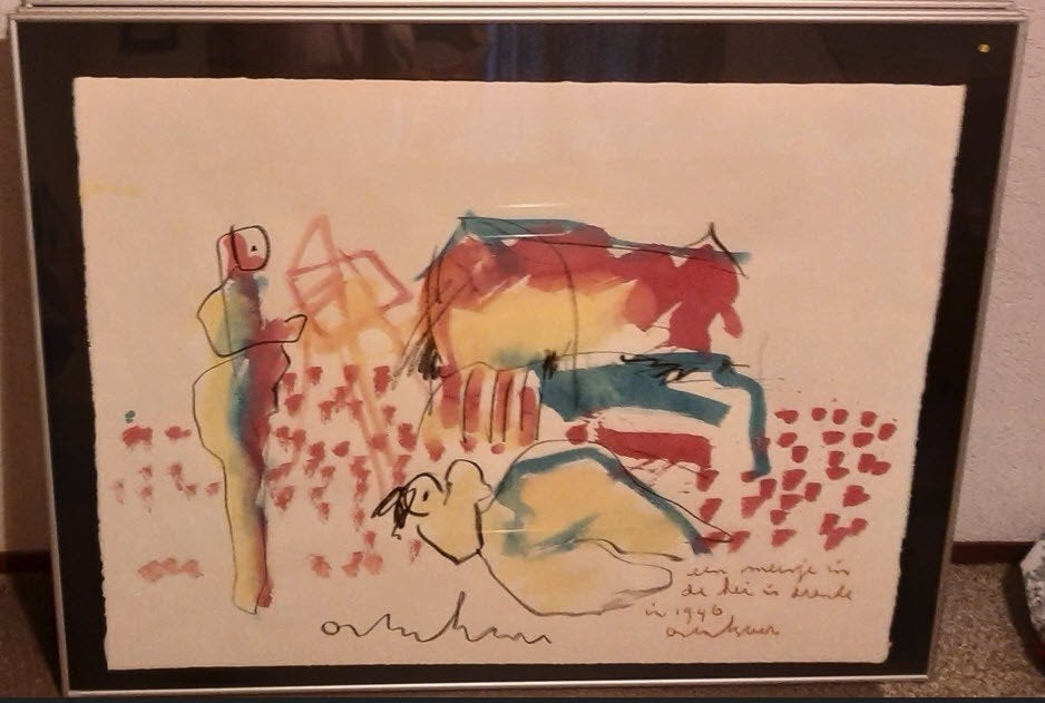 Gouache meertje in de hei in Drente in 1946 A Heyboer, Antiek en Kunst, Ophalen