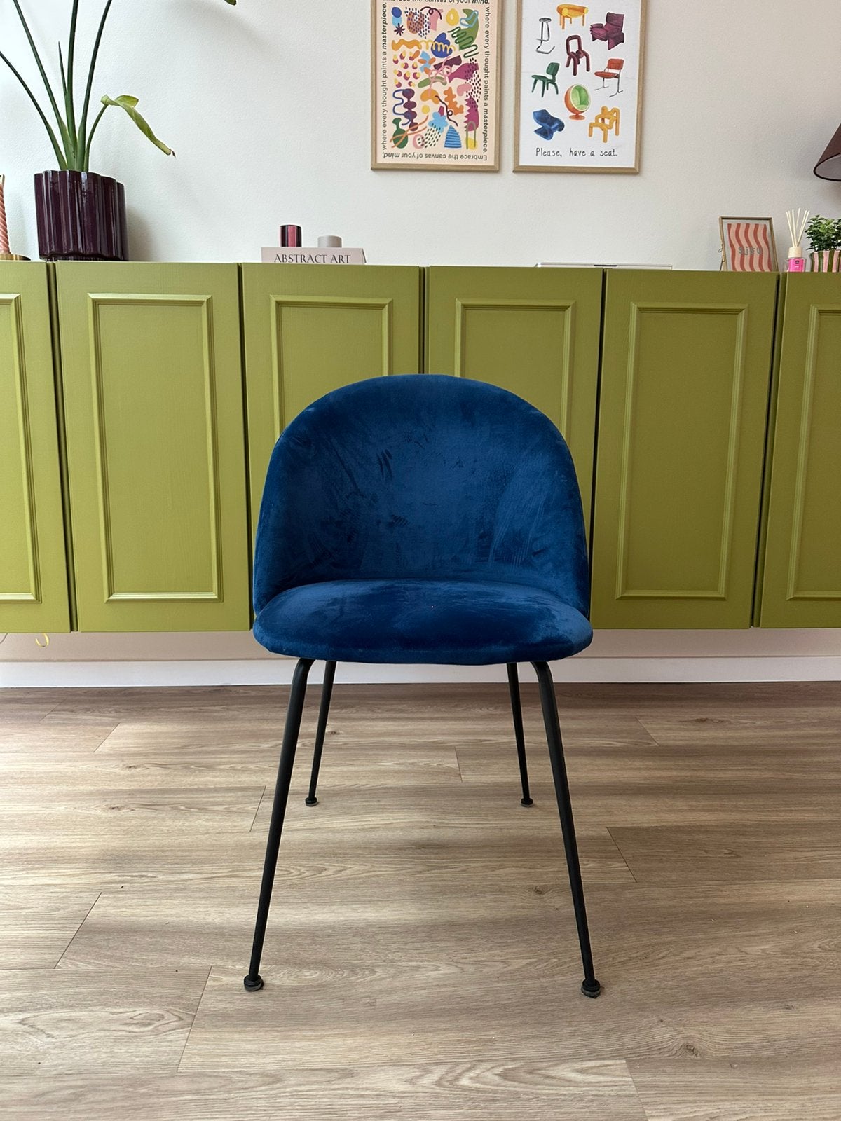 6 eetkamerstoelen - Lenna - Leenbakker, Ophalen, Zo goed als nieuw, Blauw, Vijf, Zes of meer stoelen