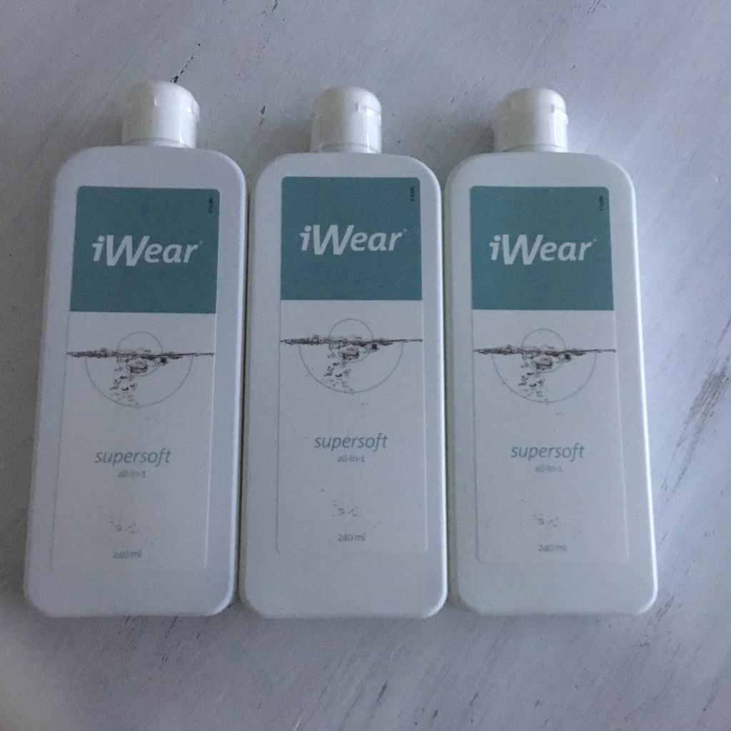 3 flessen IWear lenzenvloeistof, Ophalen of Verzenden, Nieuw, Ogen