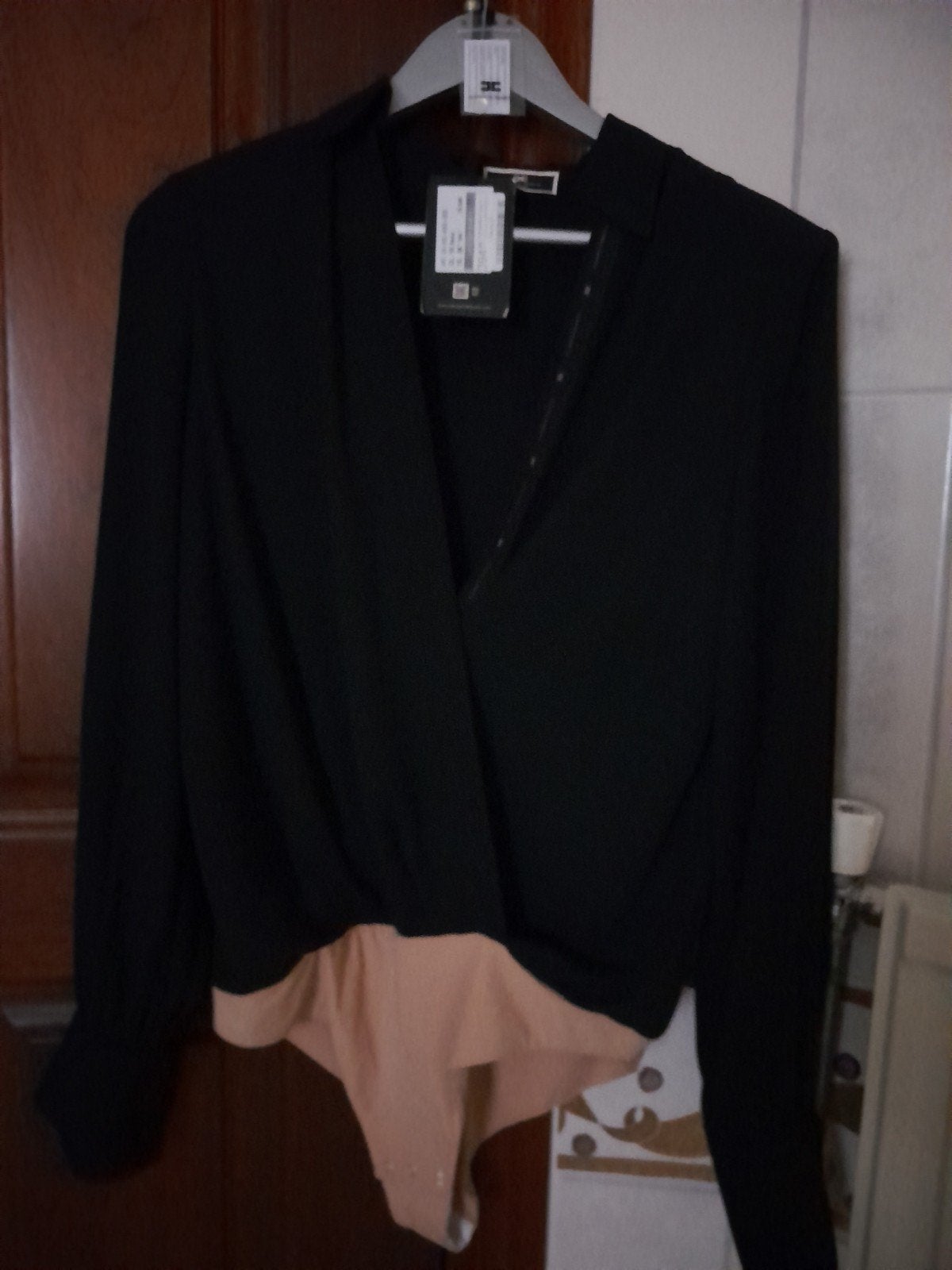 Elisabetta Franchi body - Italiaanse maat 46, Elisabetta Franchi, Zwart, Nieuw, Lange mouw