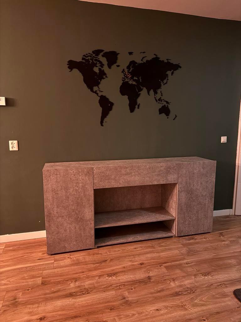 Meubella Dressoir - Lichtgrijs, 3 jaar oud, Huis en Inrichting, Kasten | Dressoirs, Ophalen, Gebruikt, 150 tot 200 cm, Met lade(s)