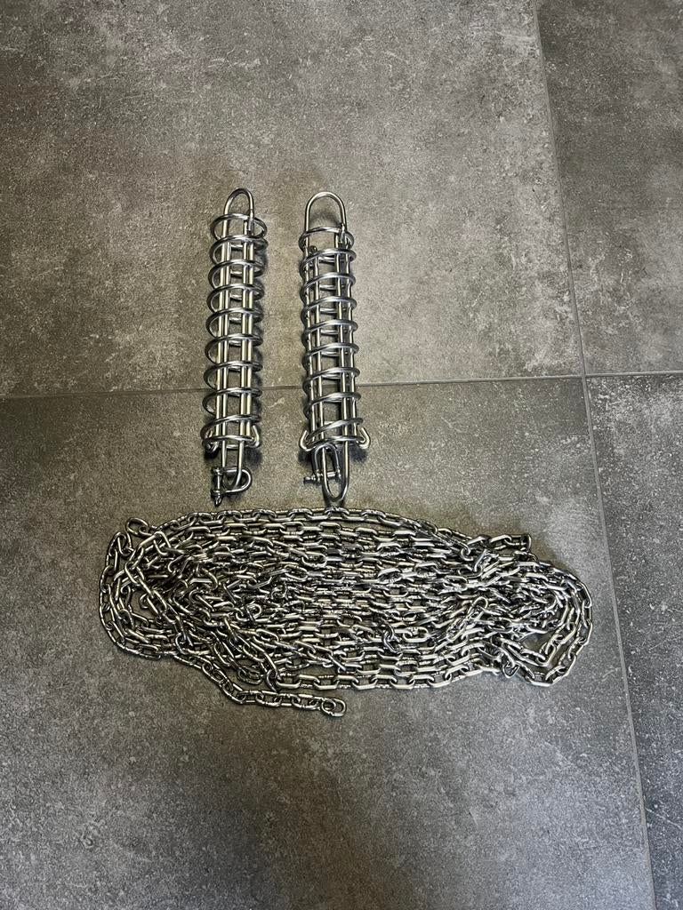 roestvrijstalen landvastveren met bijbehorende ketting,, Ophalen of Verzenden, Zo goed als nieuw