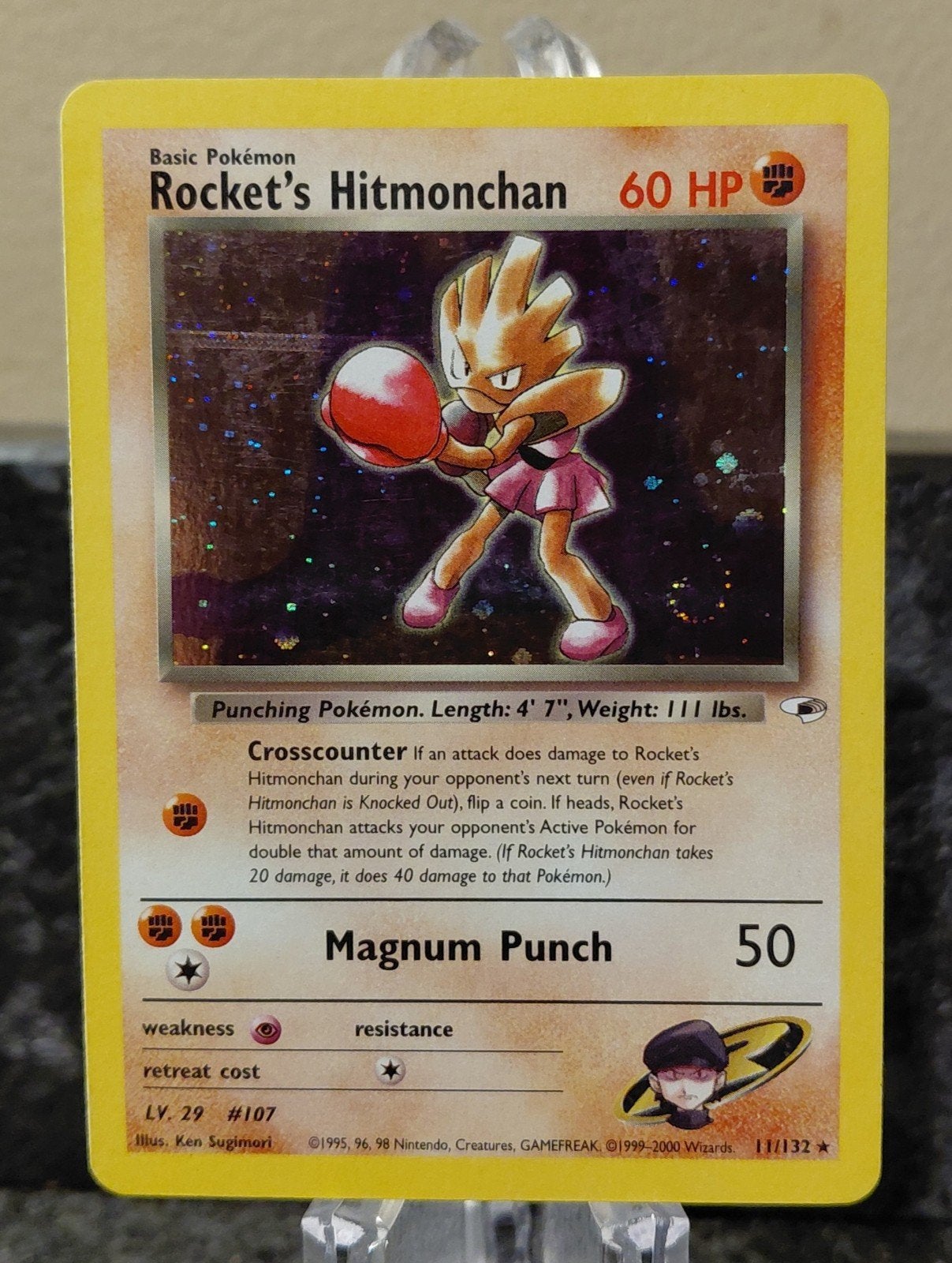 Rocket's Hitmonchan 11/132 Holo Rare Pokémon Kaart, Ophalen of Verzenden, Gebruikt, Losse kaart, Foil