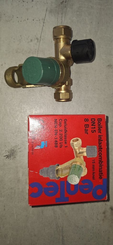 Pentec Boiler inlaatcombinatie 15 mm knel 8 bar, Ophalen of Verzenden, Nieuw, Koper, Overige typen
