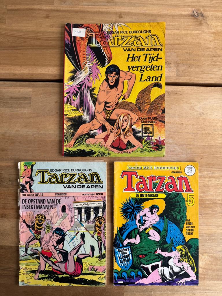 3 Vintage Tarzan Stripboeken - Redelijke Staat, Gelezen, Ophalen of Verzenden, Meerdere stripboeken, Edgar Rice Burroughs