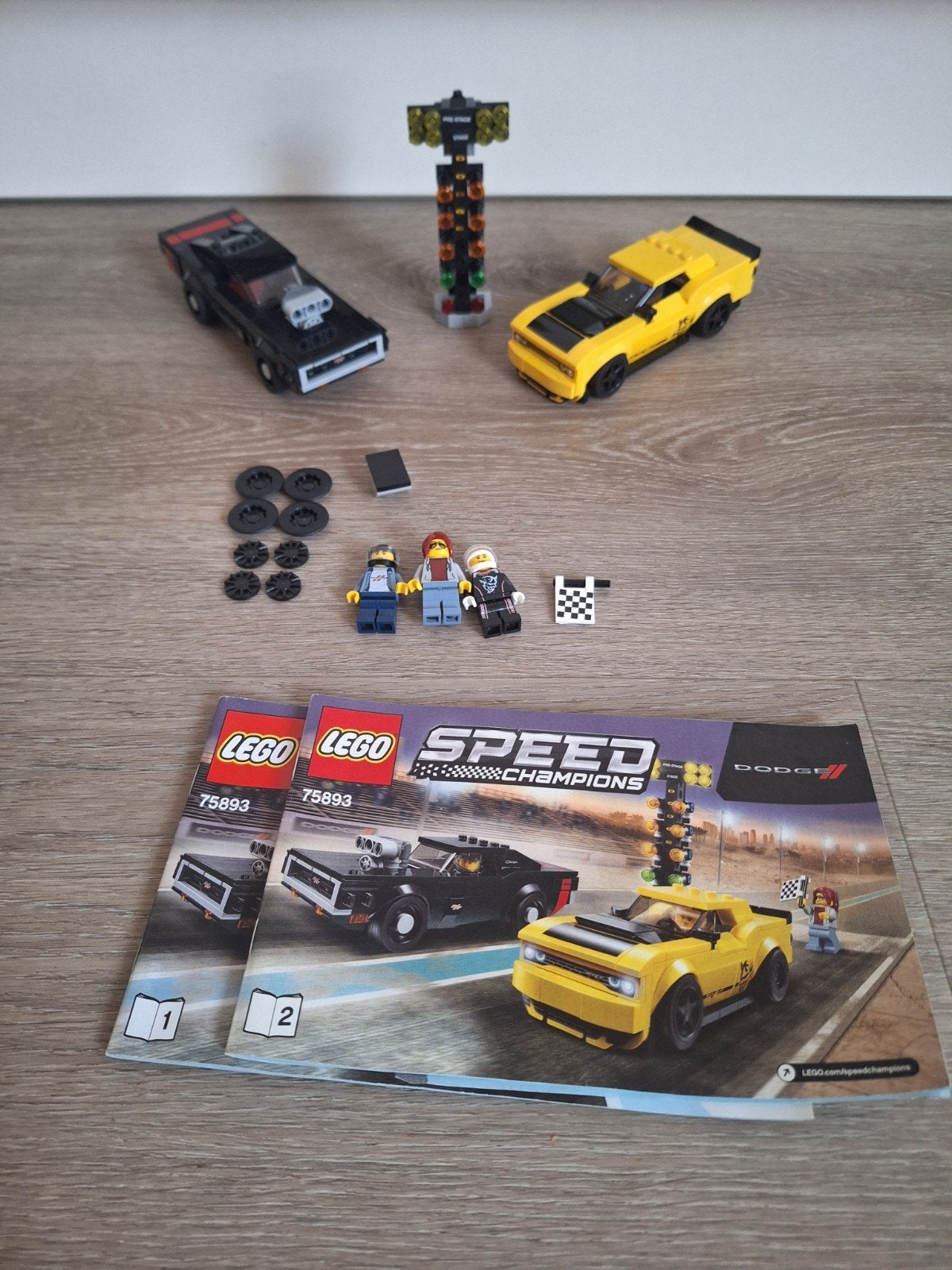 Lego 75893 Dodge Challenger SRT Demon and 1970 Dodge charger, Gebruikt, Complete set, Speed Champions, Ophalen of Verzenden