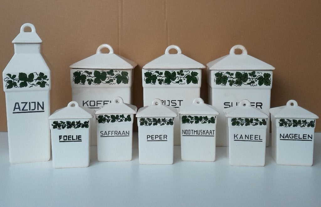 Set van 10 vintage voorraadpotten, Ophalen of Verzenden