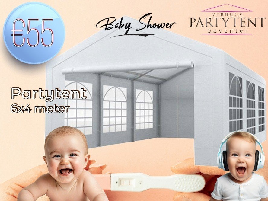 Grote partytent 6x4 huren Deventer voor 25 - 35 personen, Ophalen, Verjaardag