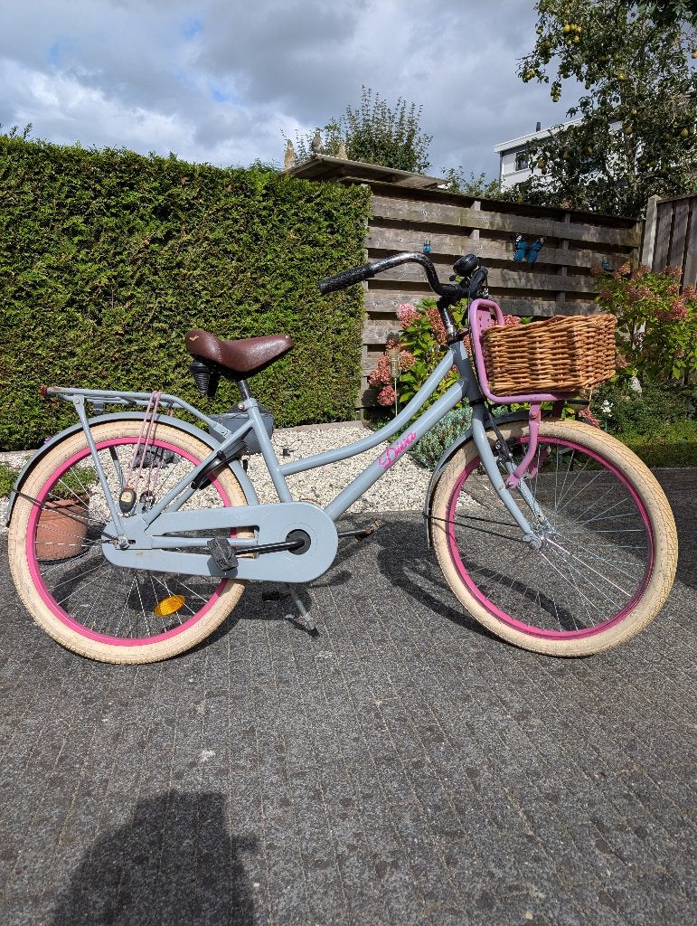 Leuke meisjesfiets 'Diva' - licht grijs/roze - 22 inch, Fietsen en Brommers, Ophalen, Terugtraprem, 22 inch, Gebruikt