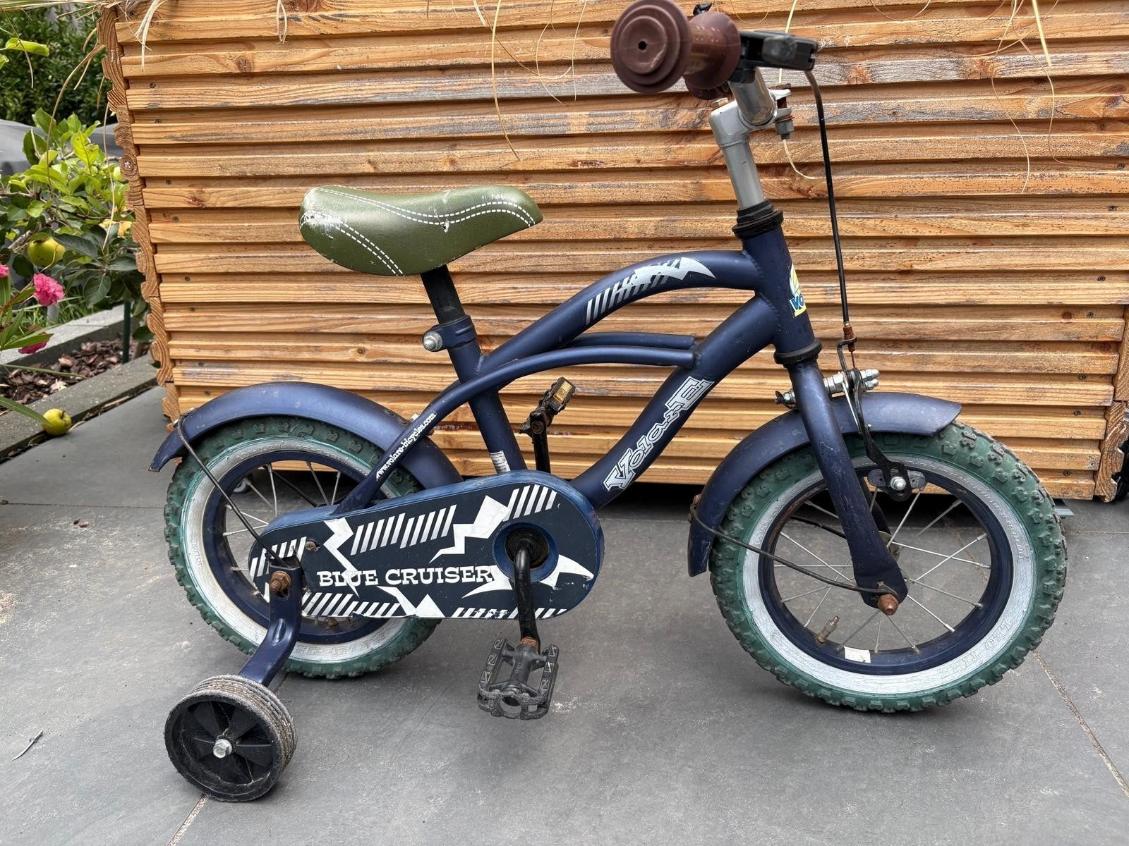 Volare Peuterfiets met Zijwieltjes - Blauw, Ophalen, Zijwieltjes, Gebruikt, Velgrem