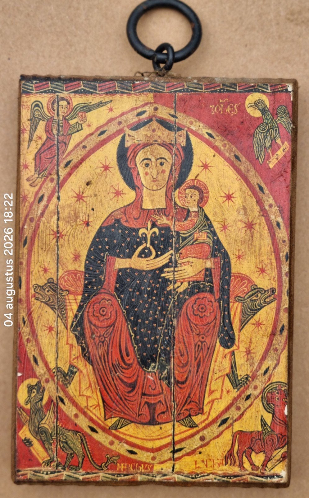 Antiek Byzantijns icoon: Madonna met Kind, Antiek en Kunst, Antiek | Religie, Ophalen of Verzenden
