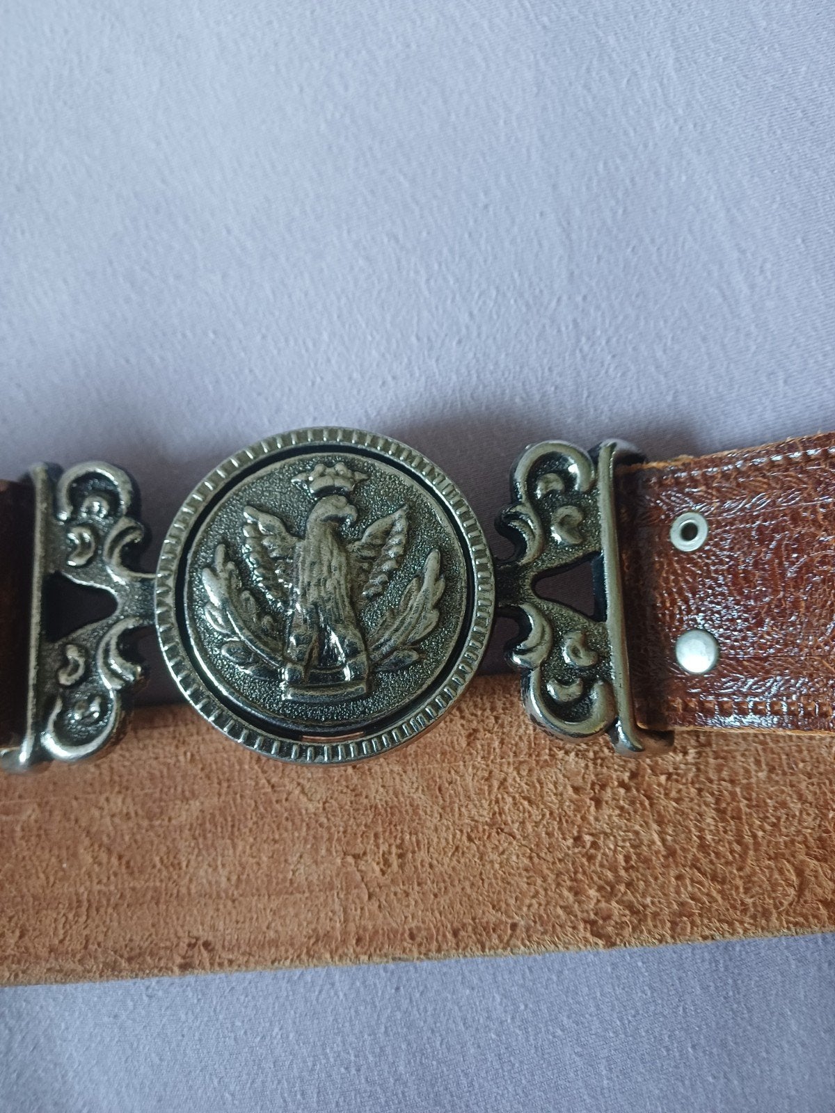 vintage leren riem met keizerlijke  adelaar gesp, Ophalen of Verzenden