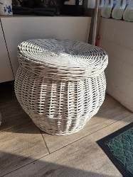 Rieten slangenmand met deksel - 44cm hoog, Brocante, Ophalen of Verzenden, Zo goed als nieuw, Natuurlijk materiaal