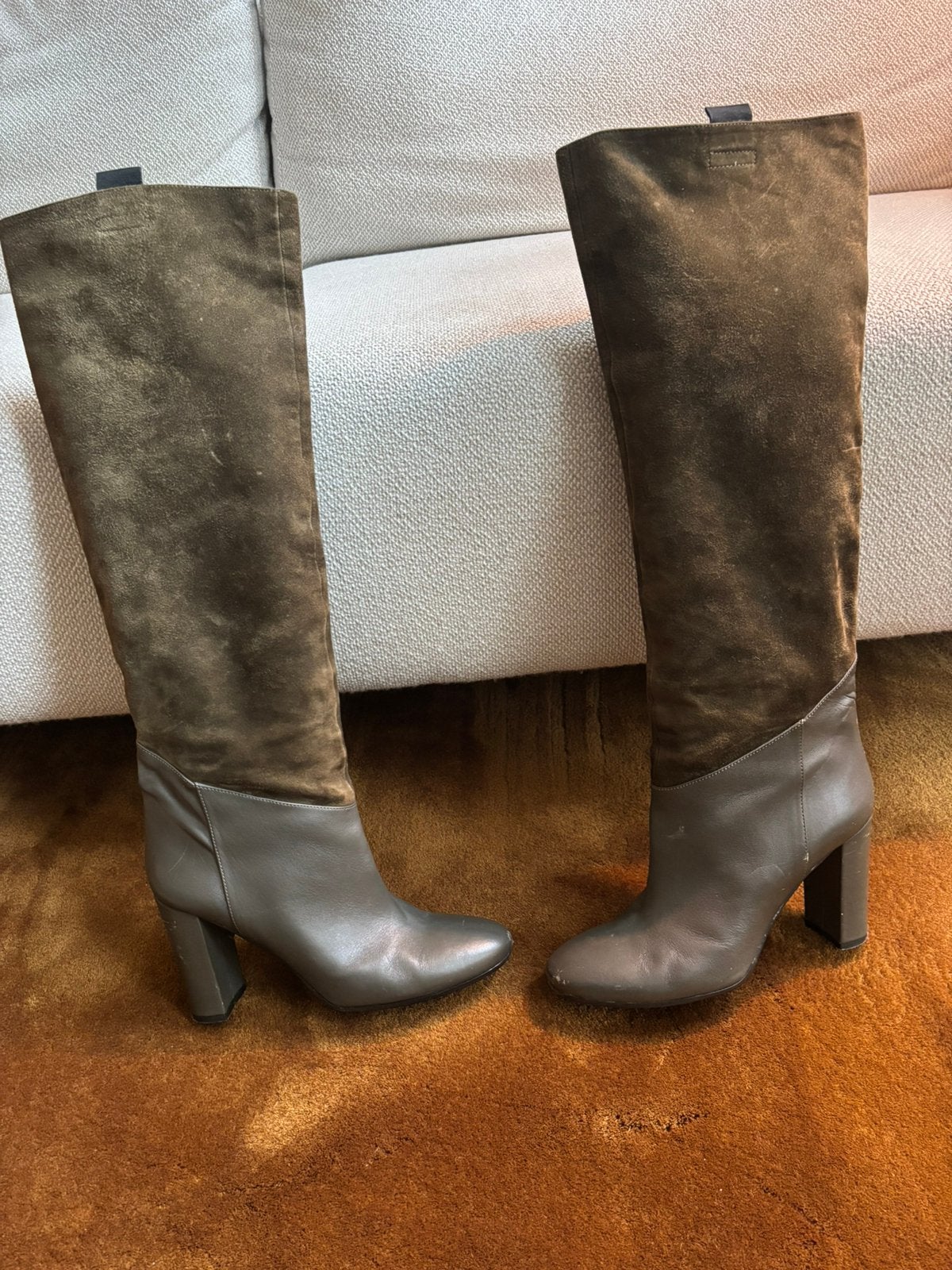 Paul Warmer suede / leren laarzen donkergroen - Mt 41, Ophalen of Verzenden, Zo goed als nieuw, Zwart, Hoge laarzen