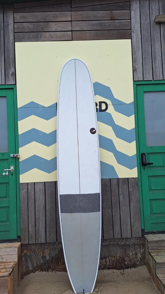 NSP 11'0" Longboard compleet met FCS 10 fin en XM boardbag, Watersport en Boten, Ophalen, Gebruikt, Longboard, Met koord