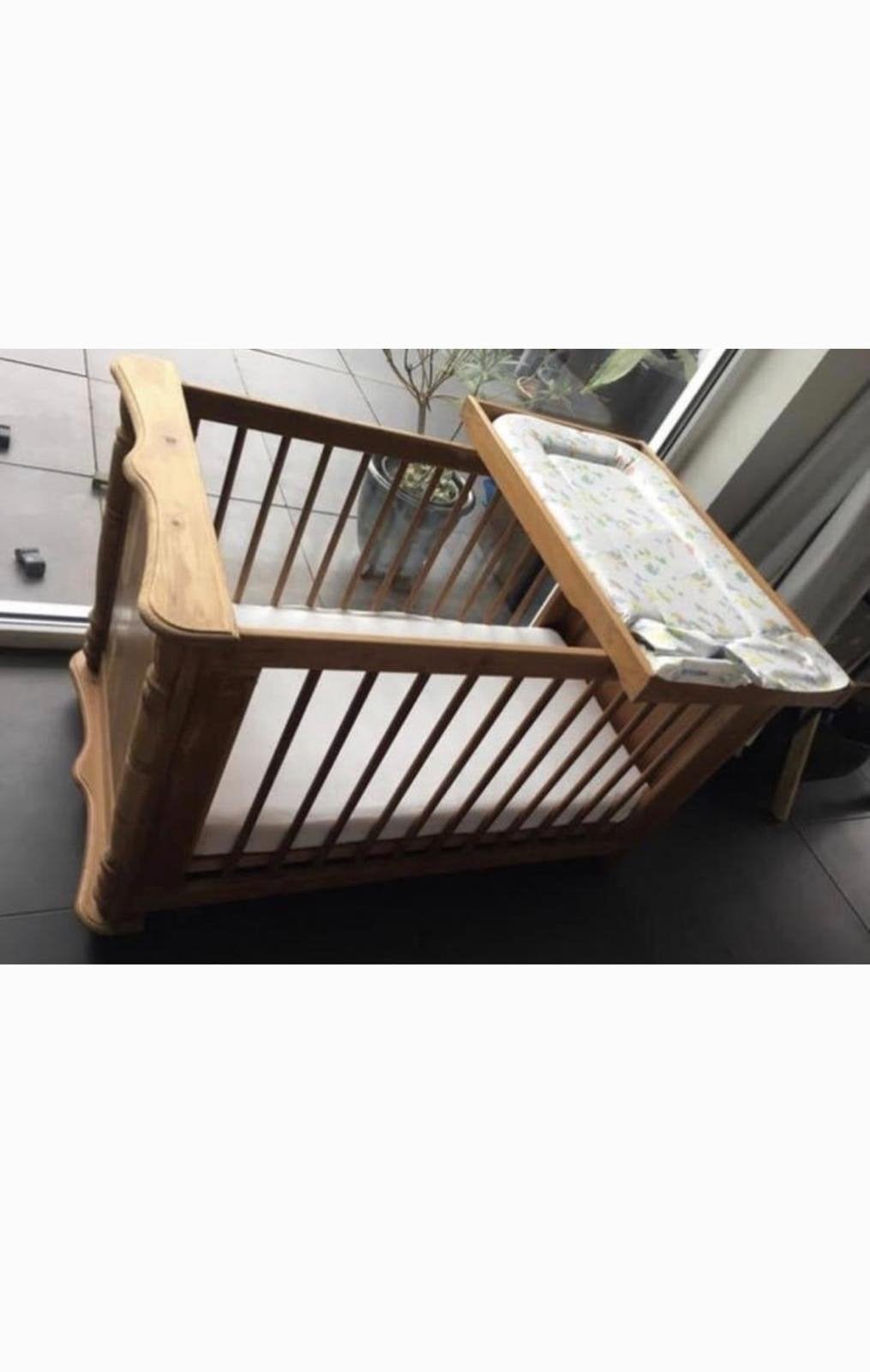 Vintage eiken ledikant met verschoonplank verstelbaar, Kinderen en Baby's, Ophalen, Gebruikt, Ledikant