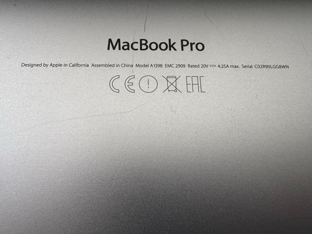 MacBook Pro A1398 - 15 inch - Goede staat, Gebruikt, 2 tot 3 Ghz, Ophalen, MacBook Pro