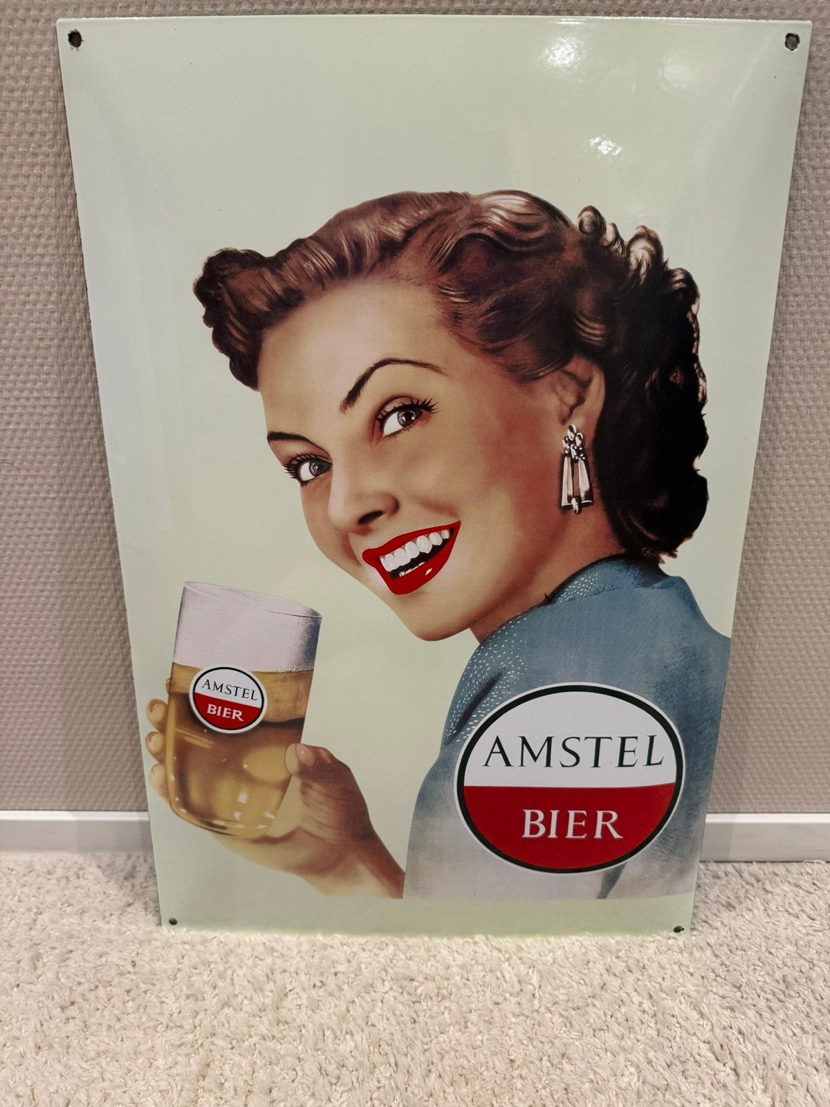 Amstel emaille bord, Ophalen of Verzenden, Zo goed als nieuw, Reclamebord