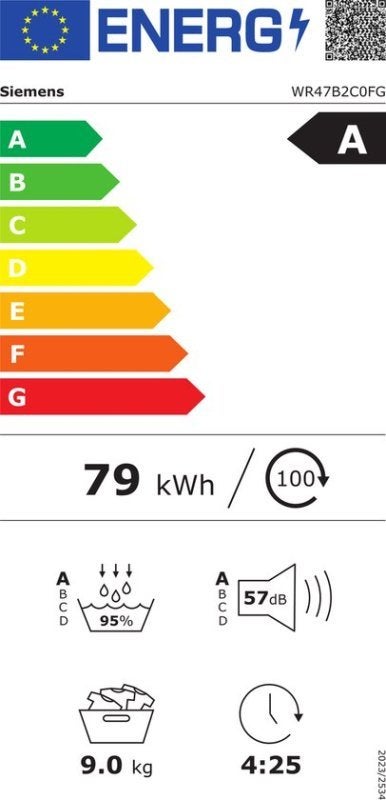 Siemens warmtepompdroger WR47B2C0FG - iQ700 - 9 kg, Witgoed en Apparatuur, Energieklasse A of zuiniger, Minder dan 85 cm, BSH Huishoudapparaten