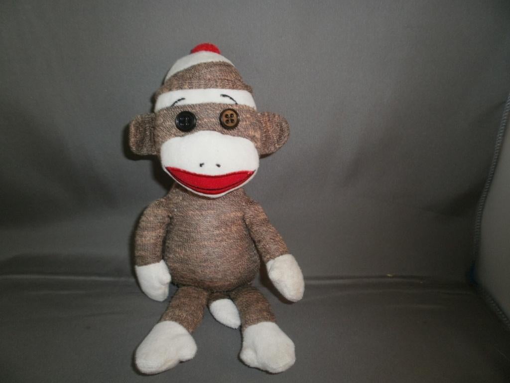 ty aap/aapje baby sock the sock monkey bruin /wit gestreept, Overige karakters, Ophalen of Verzenden, Middelgroot (20 tot 80 cm)