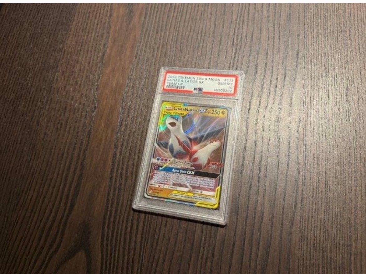 Latias & Latios GX PSA 10 GEM MT Pokémon Kaart, Ophalen of Verzenden, Nieuw, Losse kaart, Foil