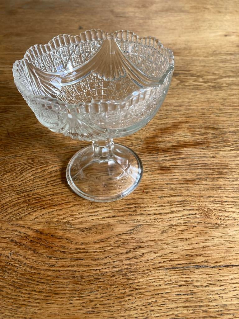 Vintage bonbon schaaltje op voet van pools kristal, Ophalen of Verzenden